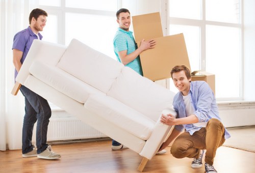 Careful loading of boxes and household items into a van