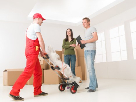 Business equipment being prepared for an office move
